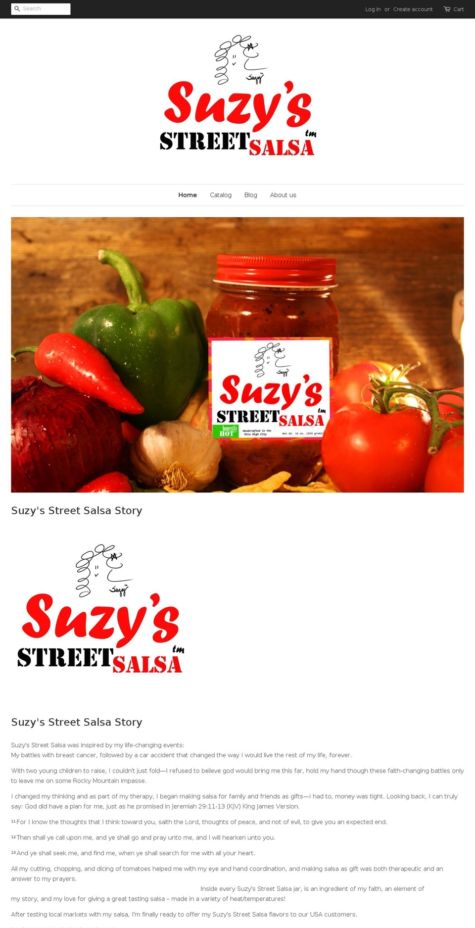 suzysstreetsalsa.com shopify website screenshot
