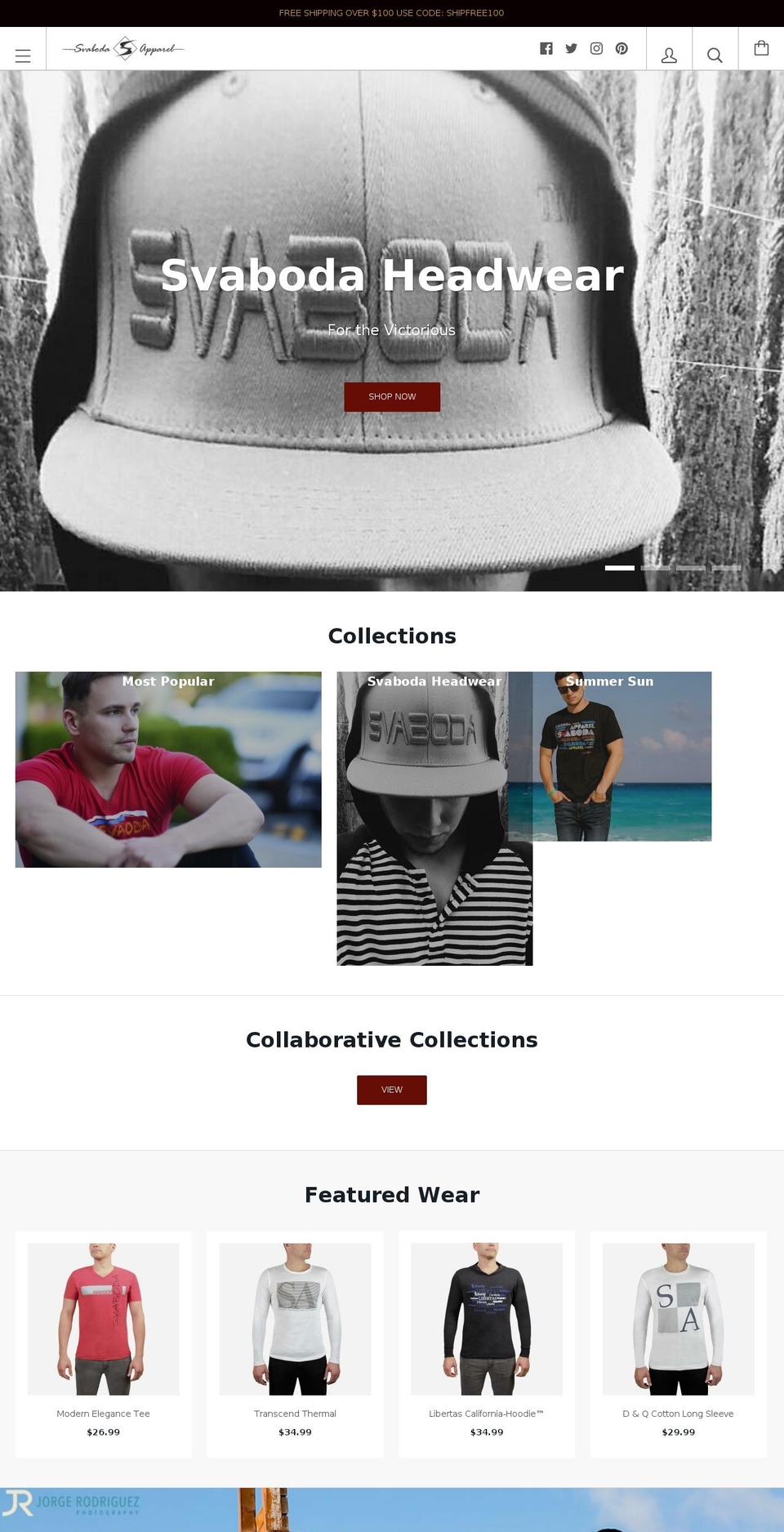 svabodaapparel.com — Shopify storefront screenshot