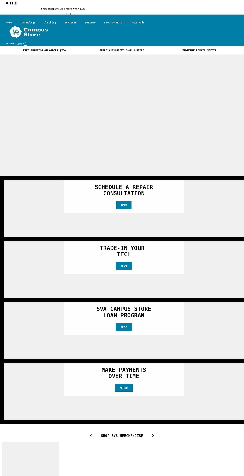 svacampusstore.com shopify website screenshot