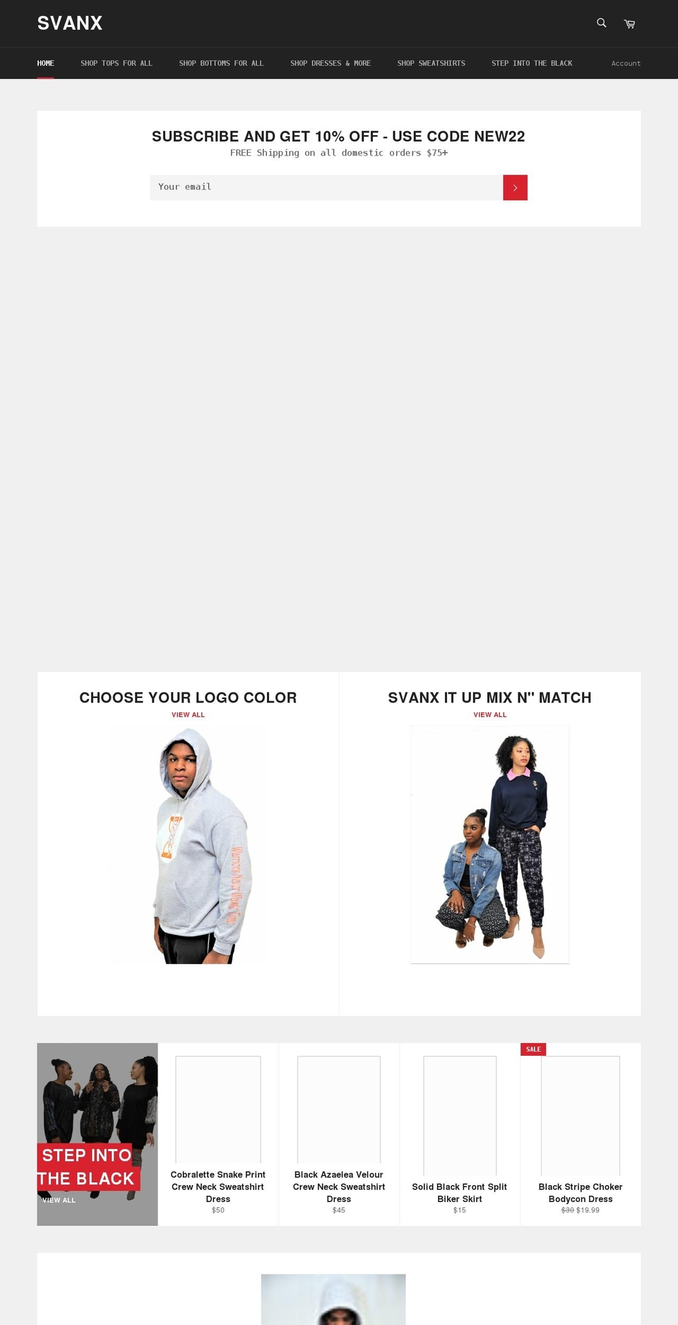 svanxshop.com shopify website screenshot