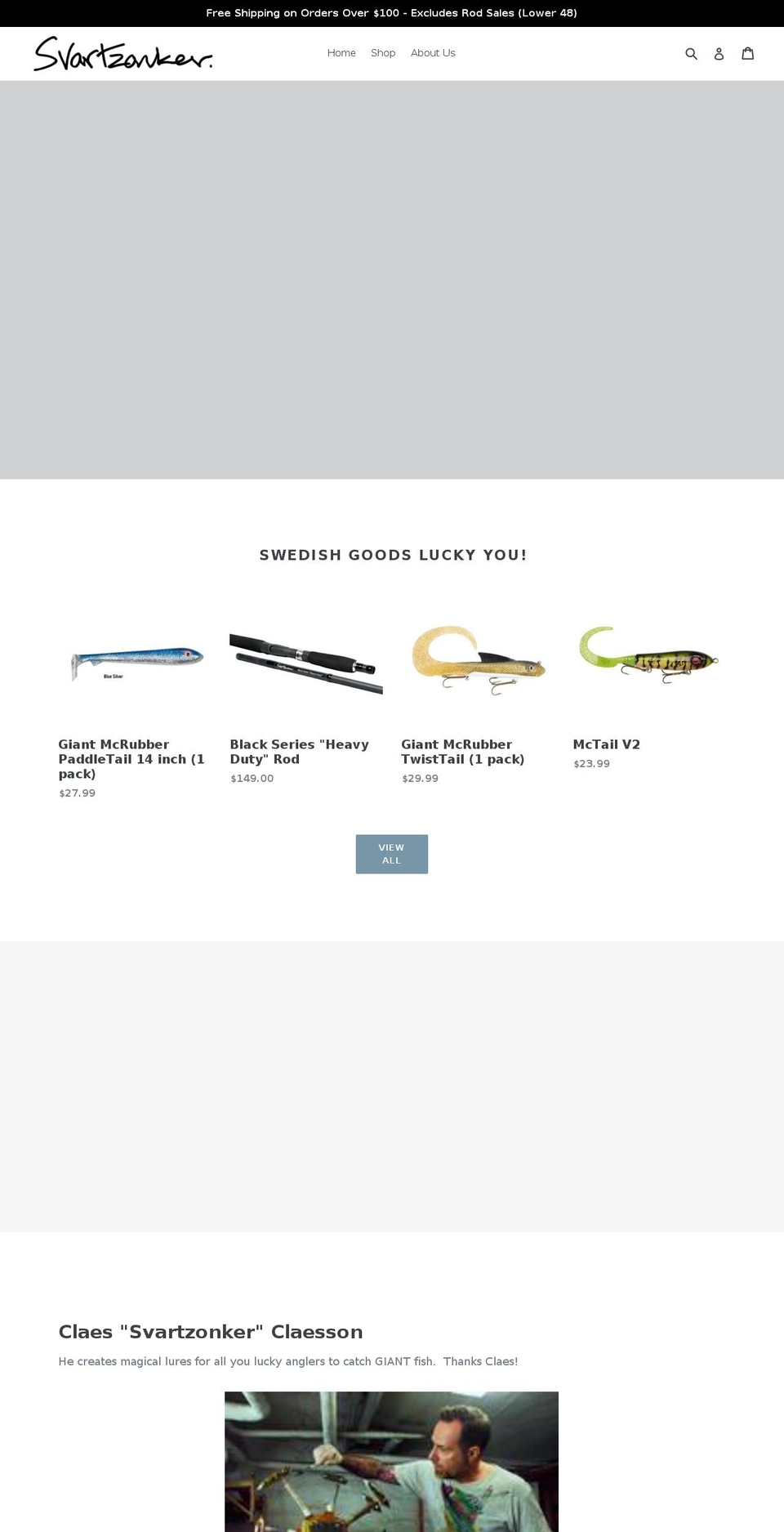 svartzonkertackle.com — Shopify storefront screenshot