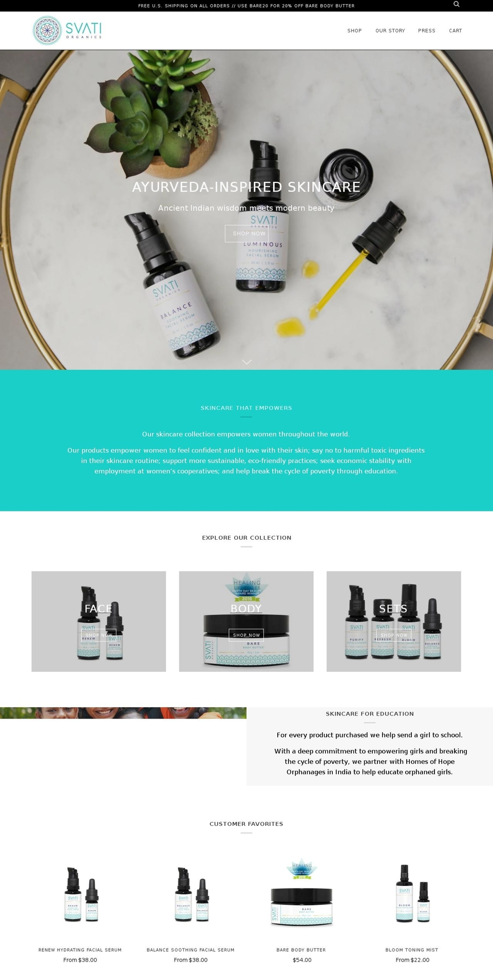 svatiorganics.com — Shopify storefront screenshot