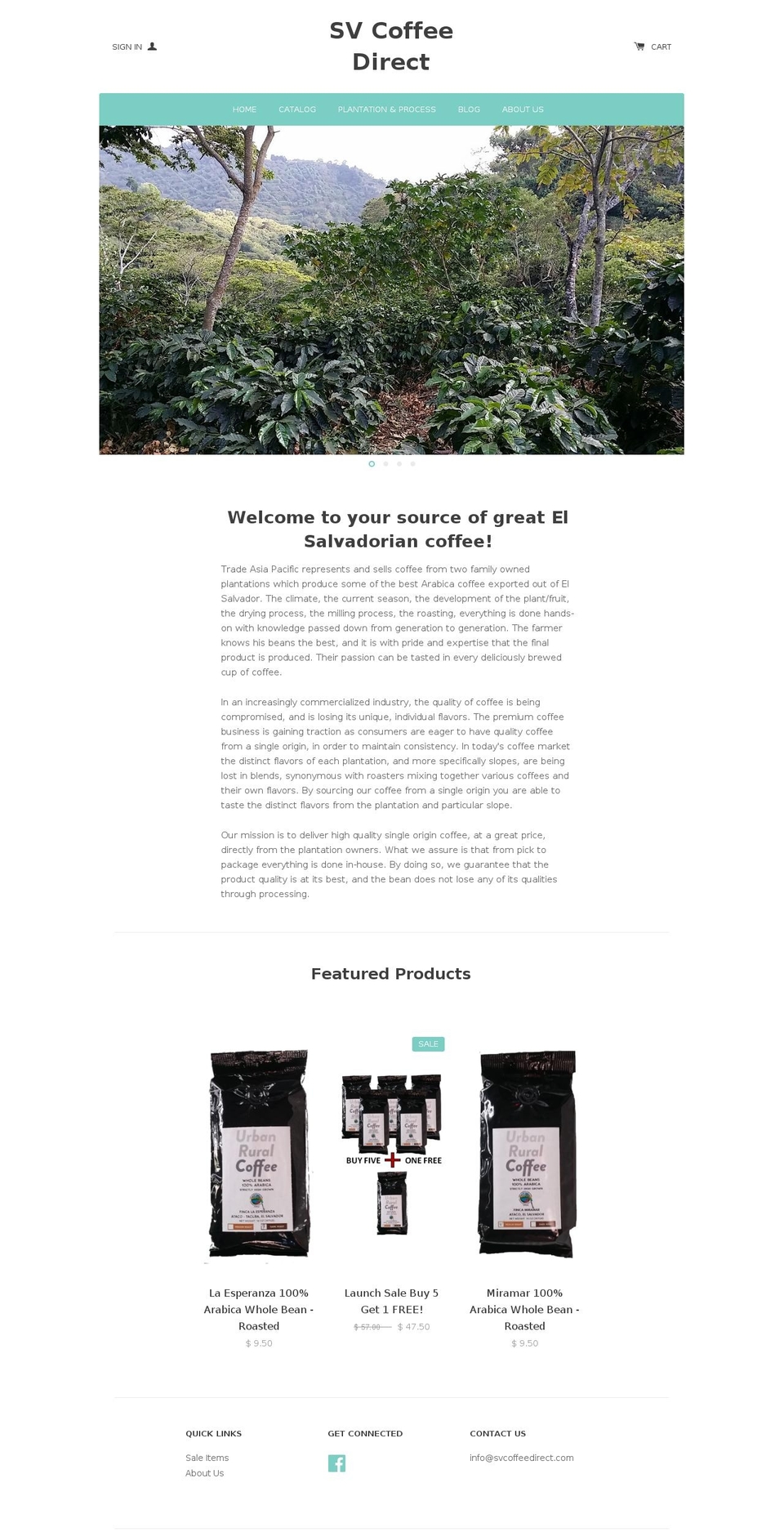 svcoffeedirect.com shopify website screenshot