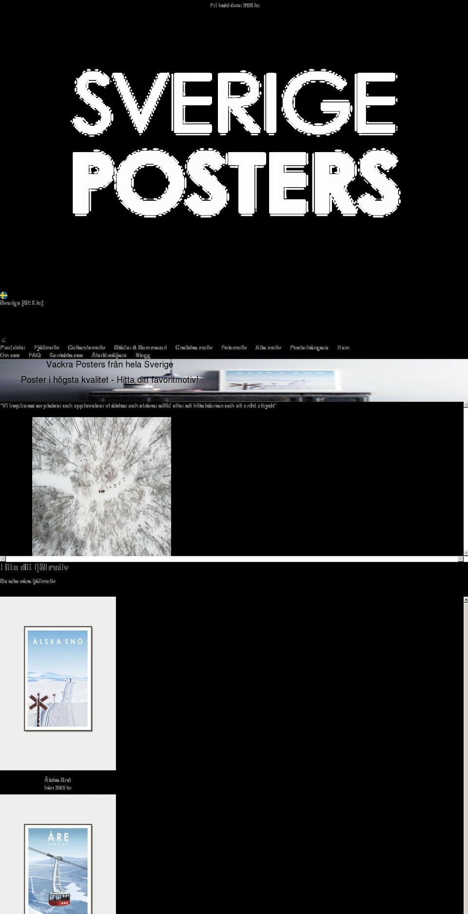 sverigeposters.se shopify website screenshot