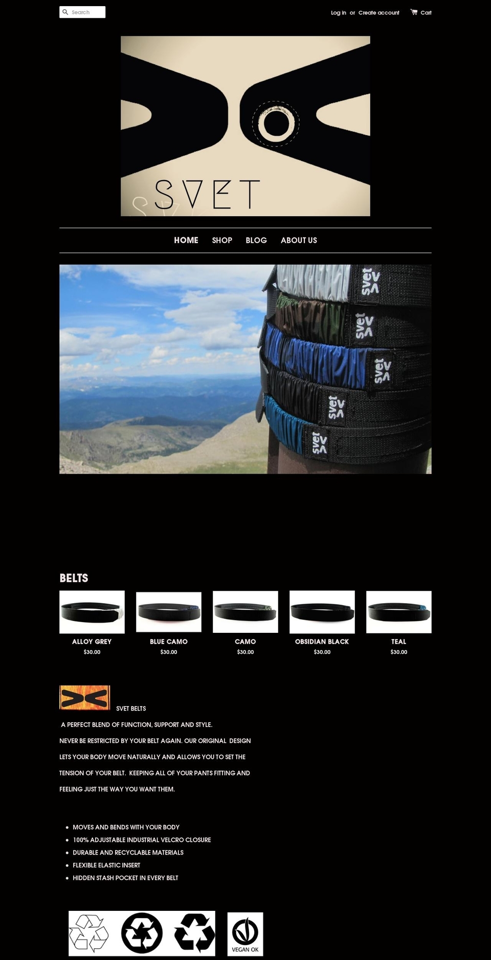 svetbelts.com shopify website screenshot
