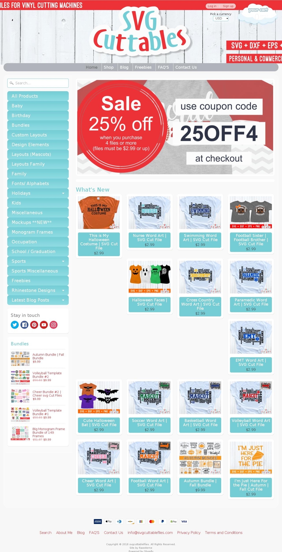 svgcuttablefiles.com shopify website screenshot