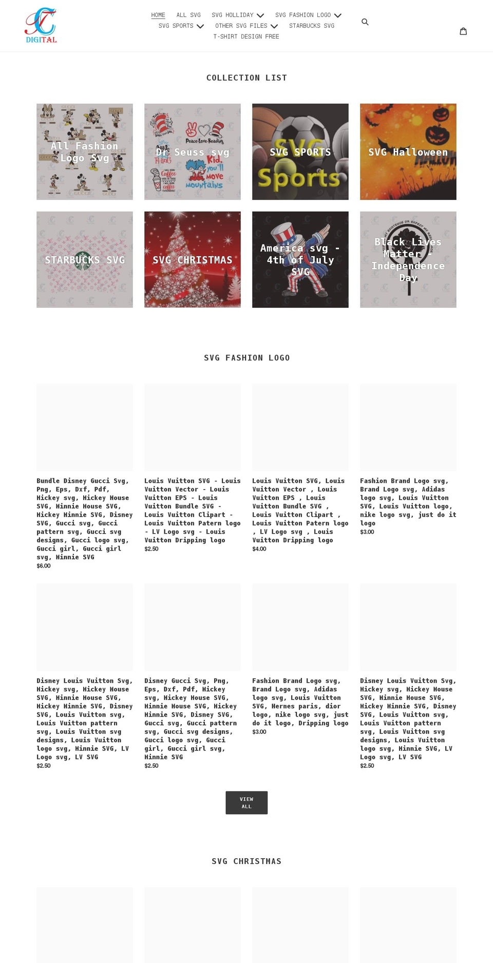 svgdigitaldesign.com shopify website screenshot