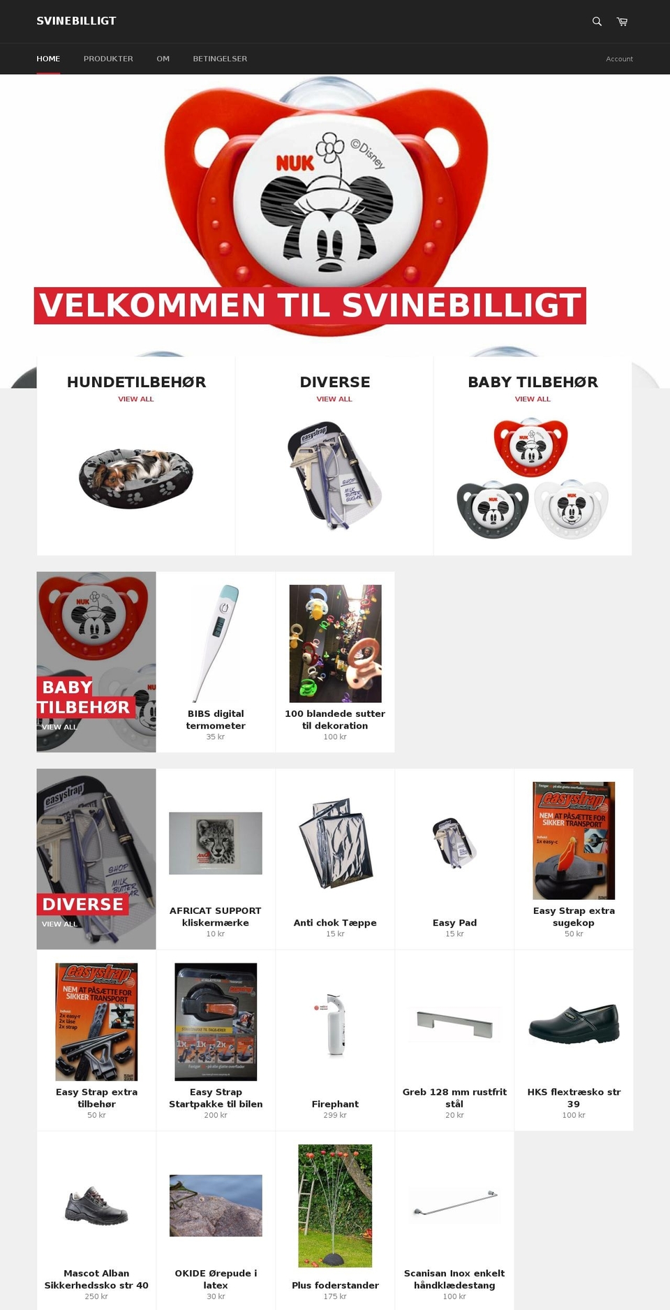 svinebilligt.com — Shopify storefront screenshot
