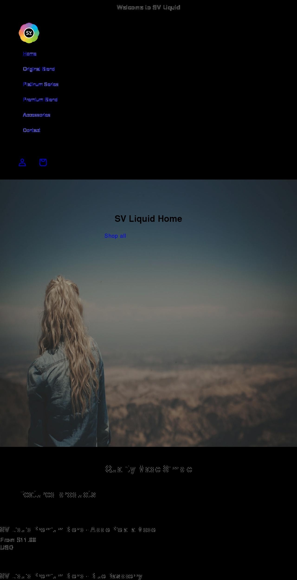 svliquids.com shopify website screenshot
