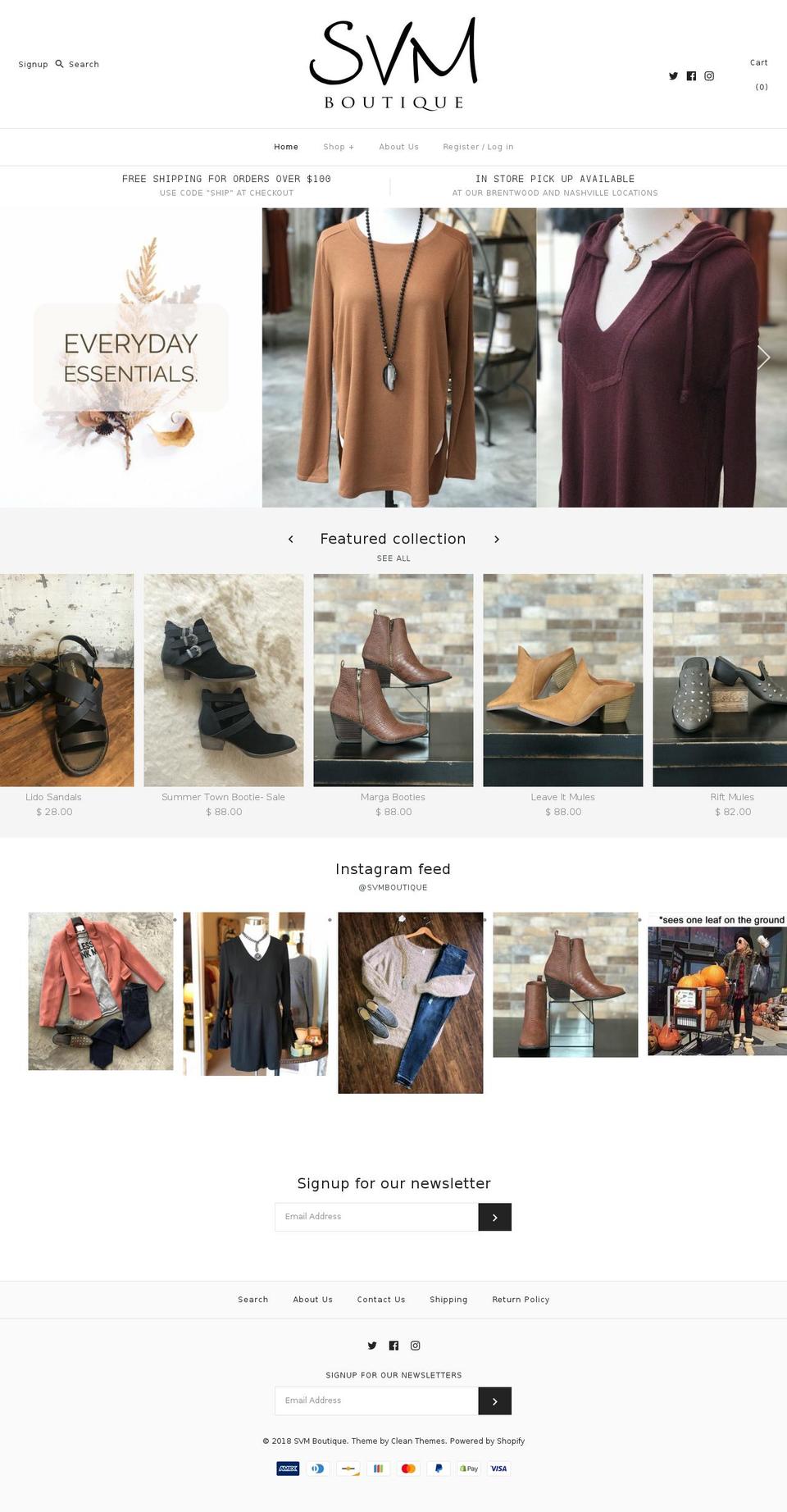svmboutique.com — Shopify storefront screenshot