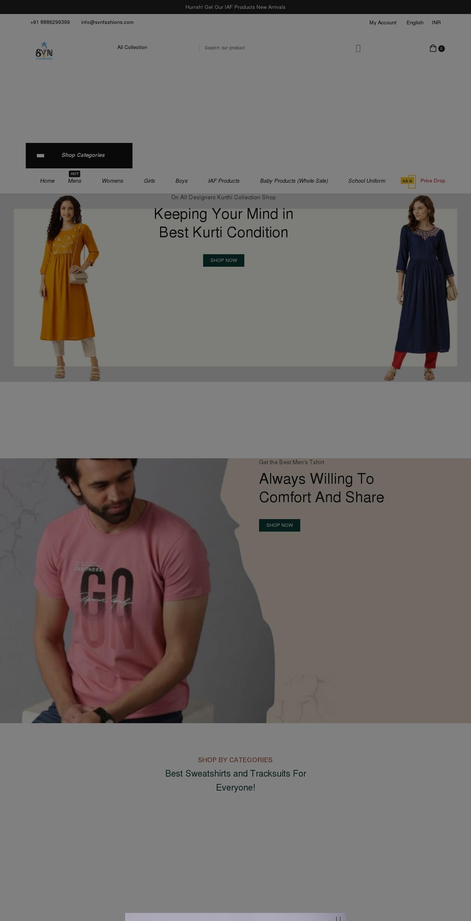 svnfashions.com shopify website screenshot