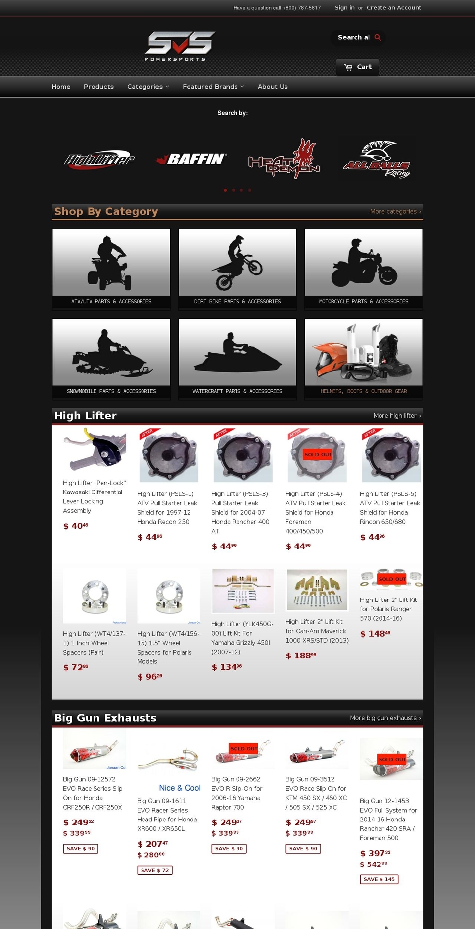 svspowersports.com shopify website screenshot