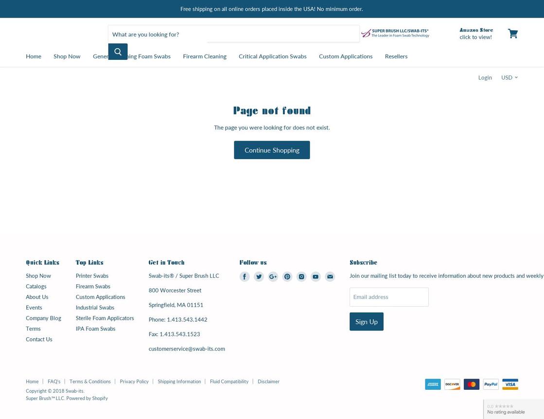 swabstore.com — Shopify storefront screenshot