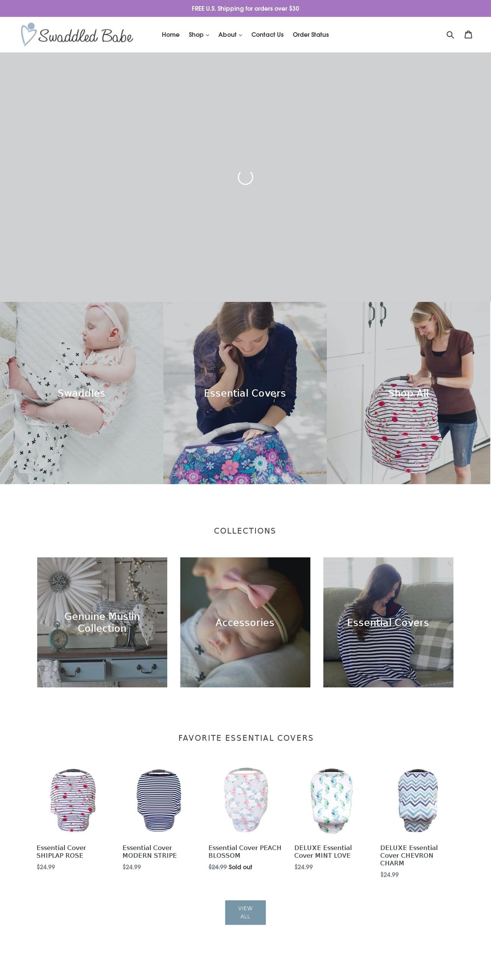 swaddledbaby.net shopify website screenshot