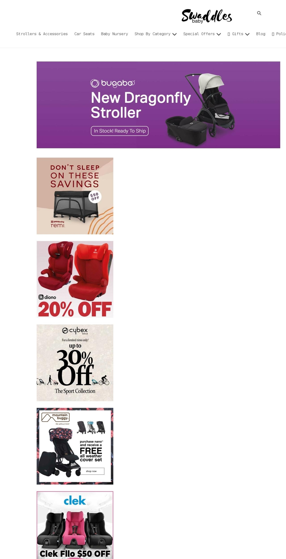 swaddlesbaby.com shopify website screenshot