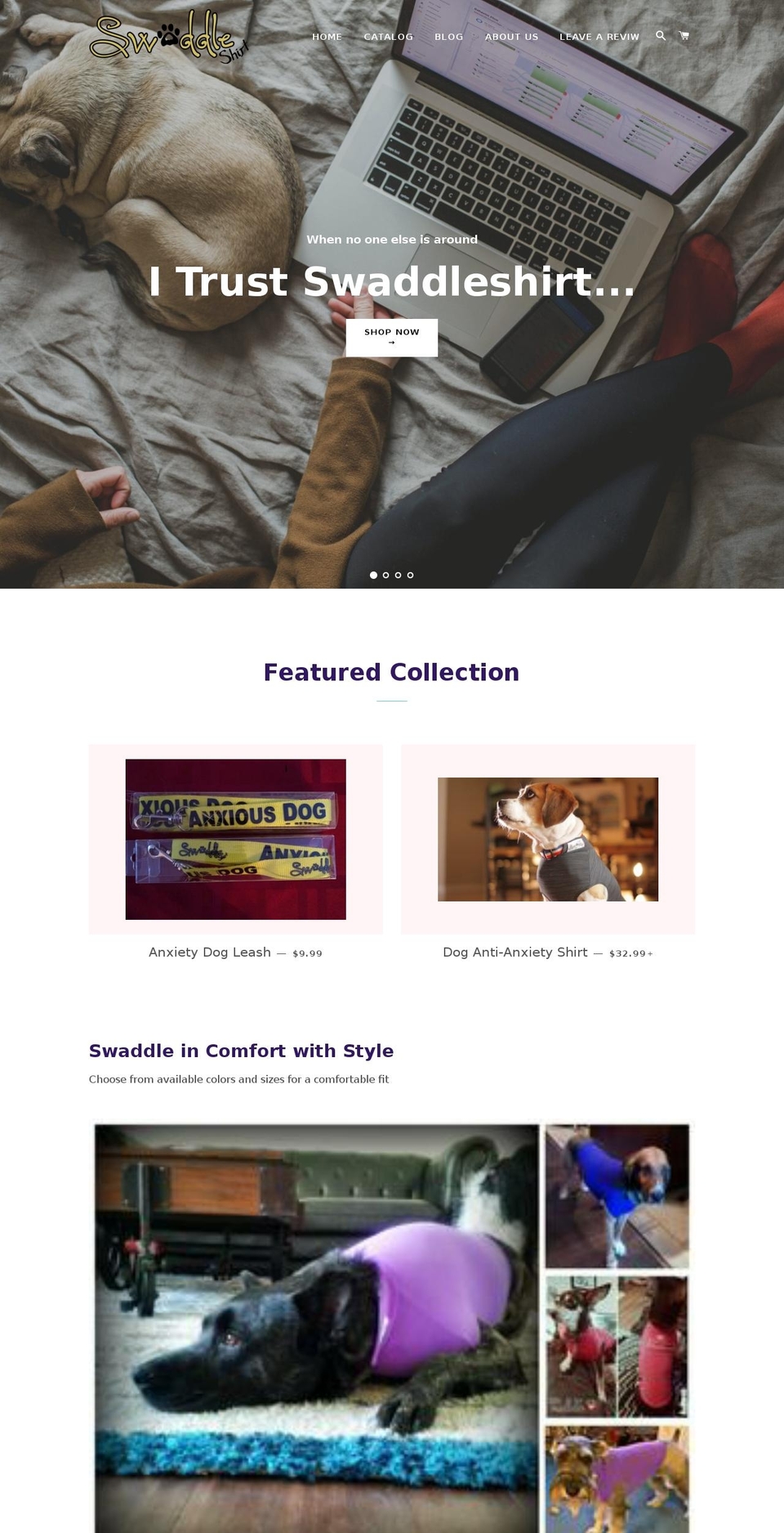 swaddleshirt.pet shopify website screenshot