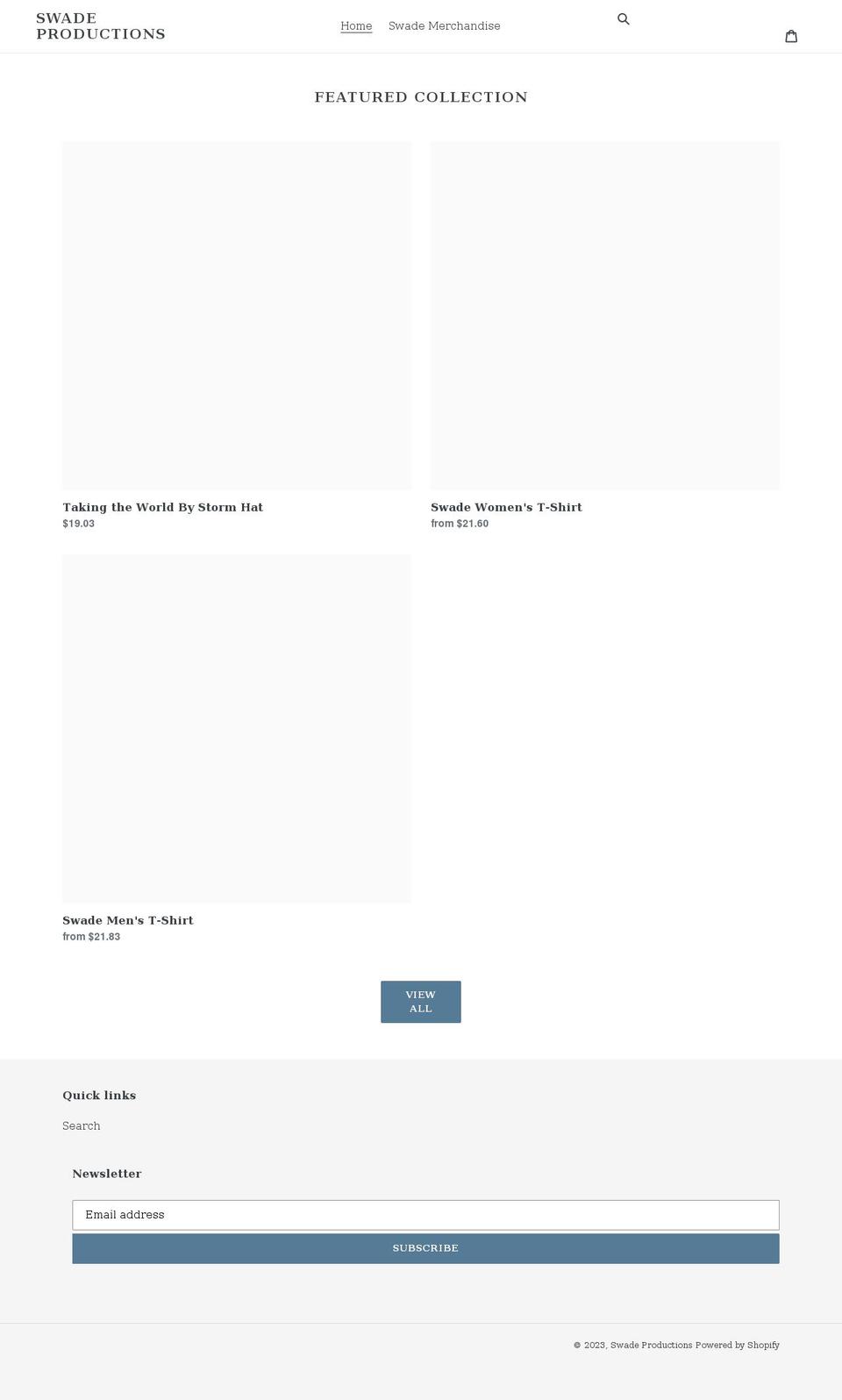swade-productions.myshopify.com shopify website screenshot