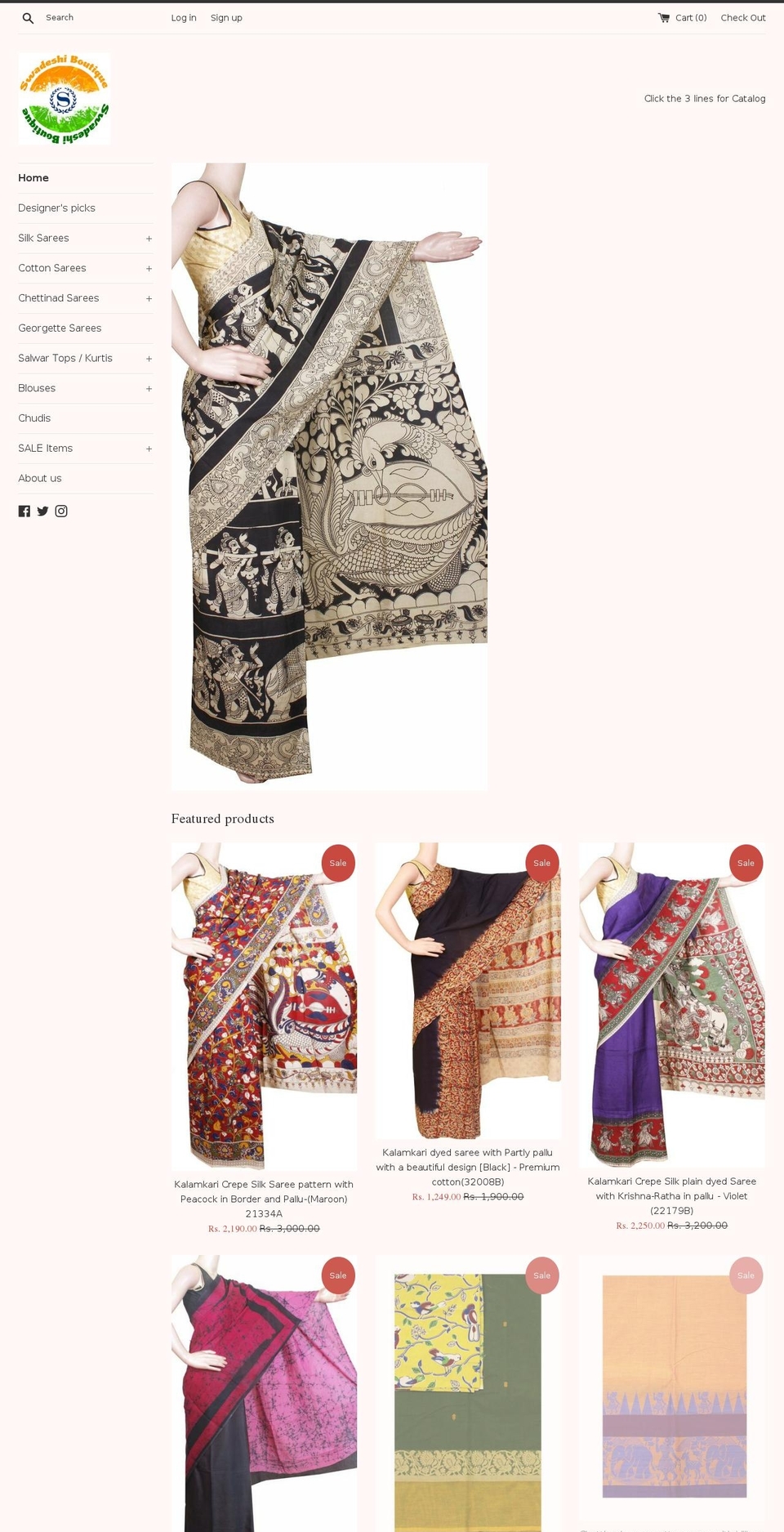 swadeshiboutique.com shopify website screenshot
