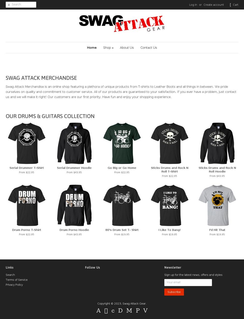 swagattackgear.com — Shopify storefront screenshot