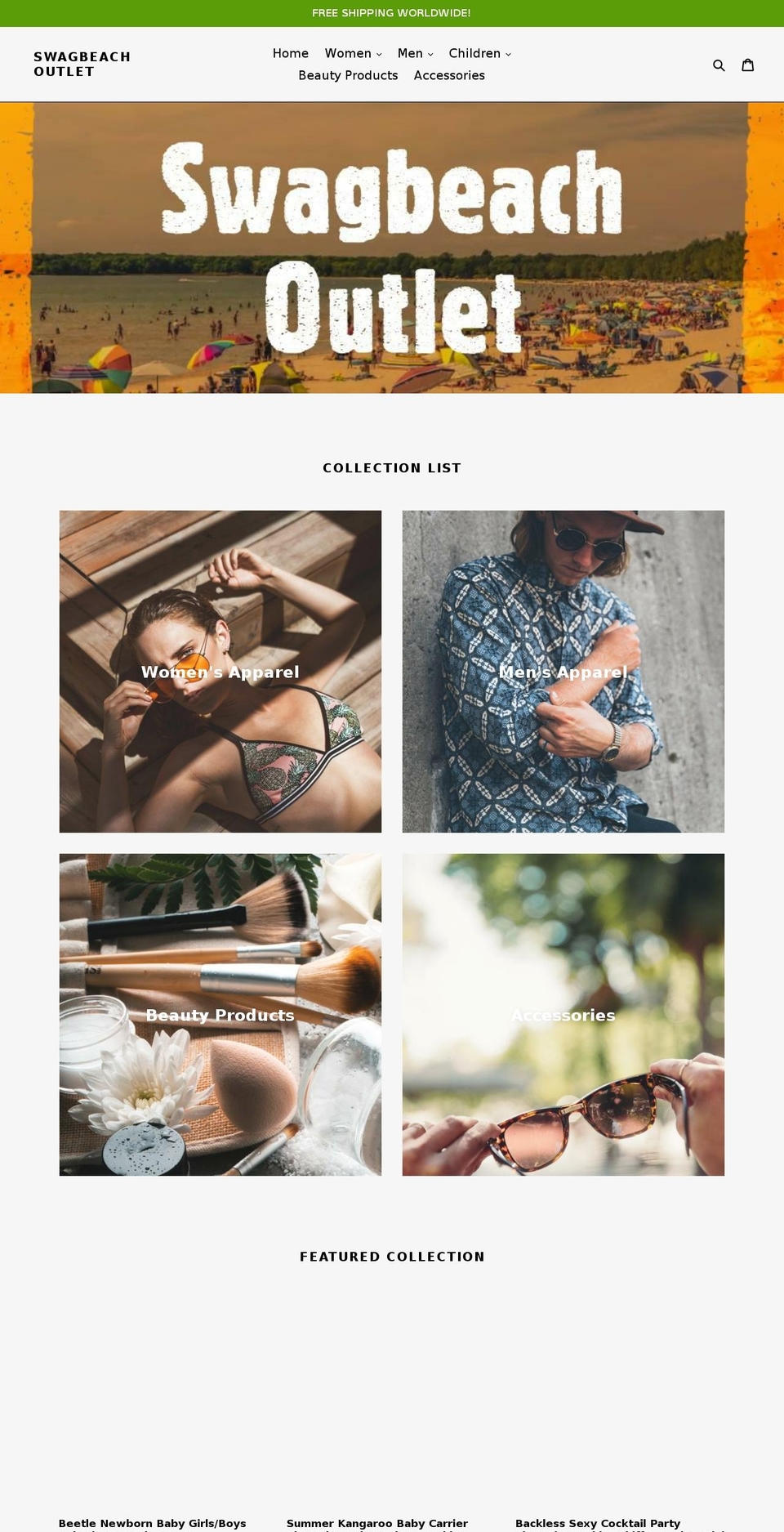 swagbeachwear.com — Shopify storefront screenshot