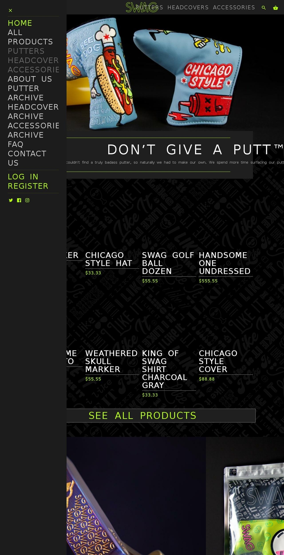 swaggolf.com — Shopify storefront screenshot