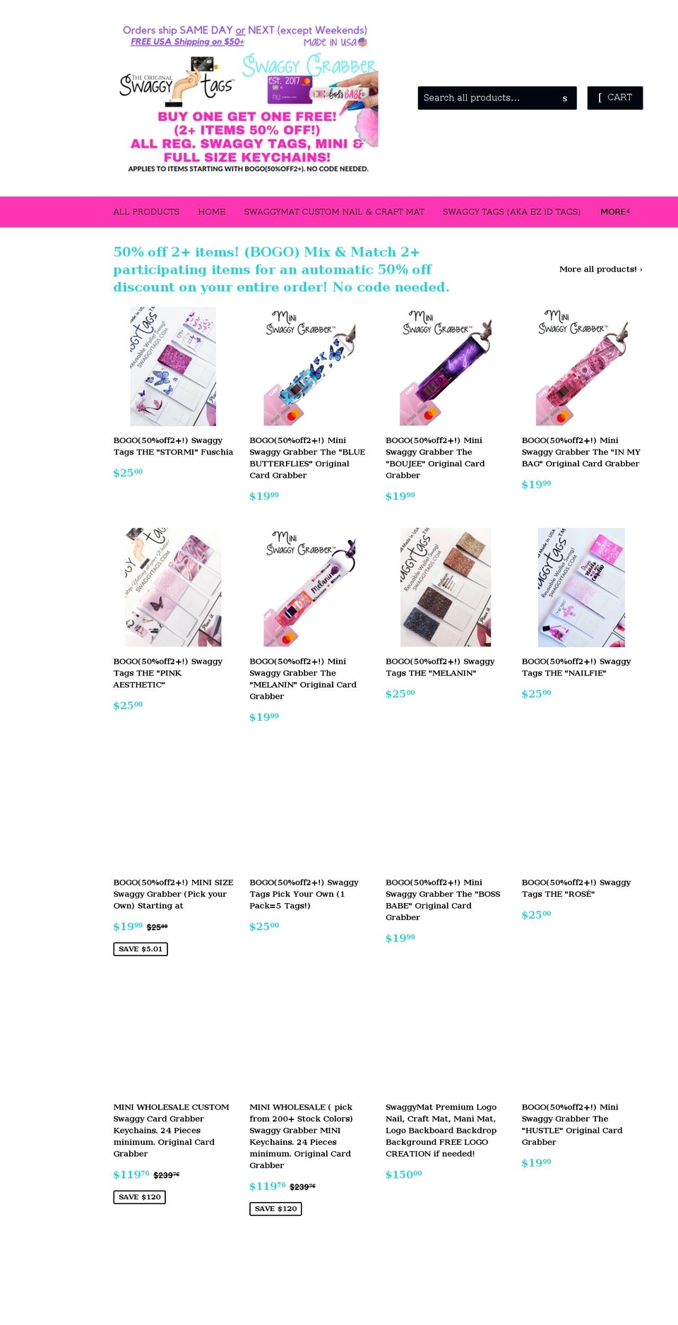 swaggytags.com shopify website screenshot