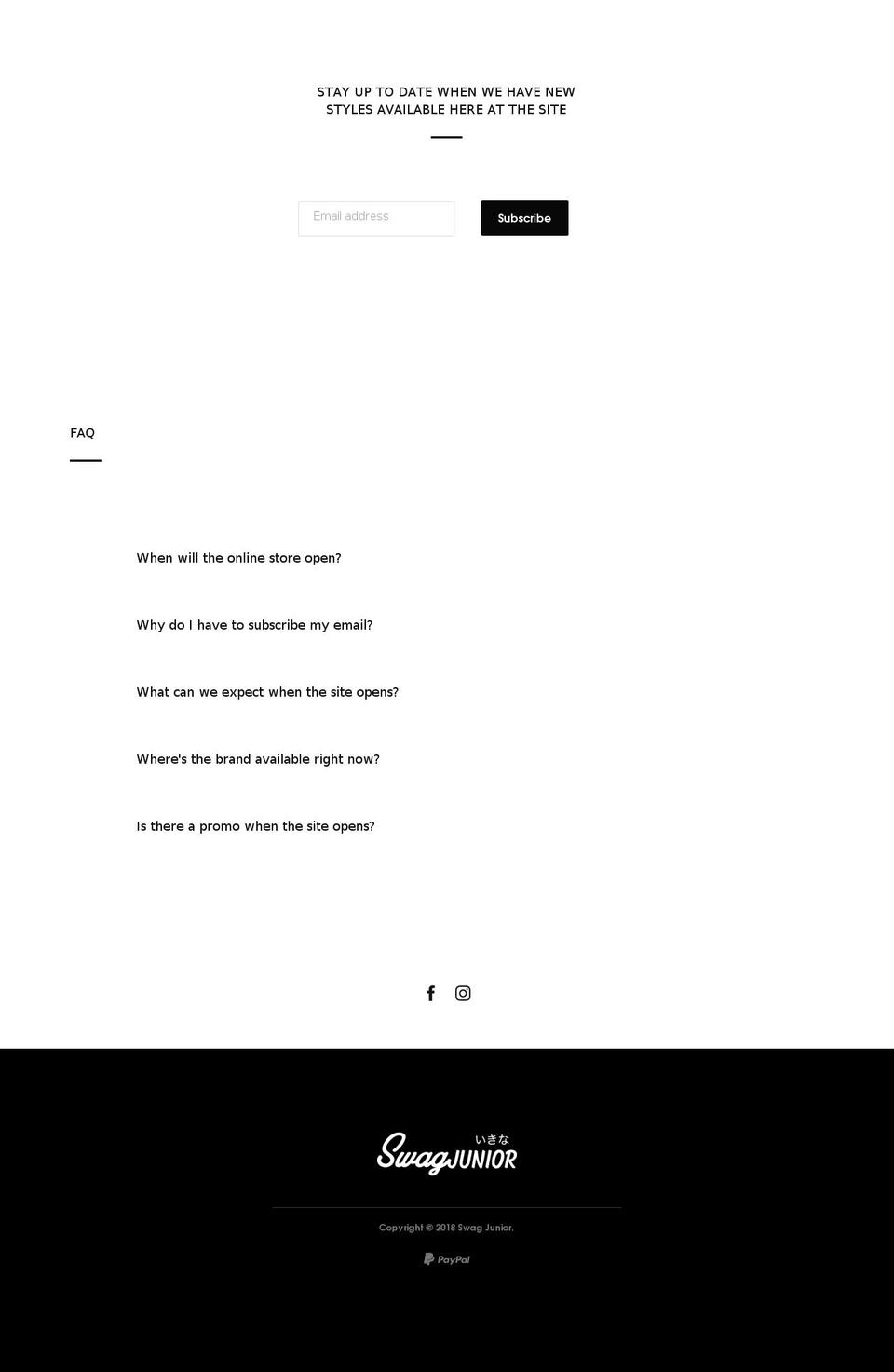swagjunior.com — Shopify storefront screenshot