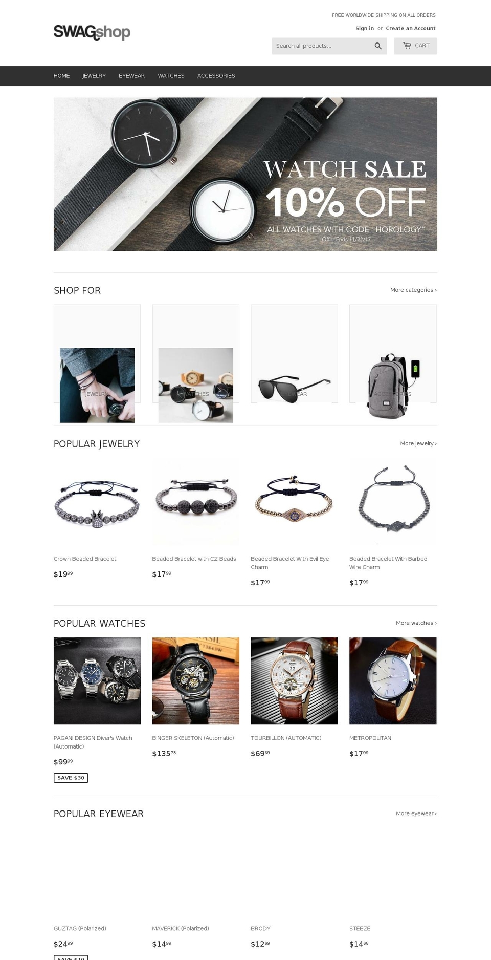 swagshoponline.com — Shopify storefront screenshot