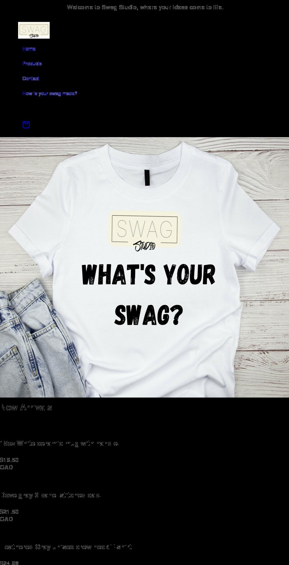swagstudio.ca shopify website screenshot