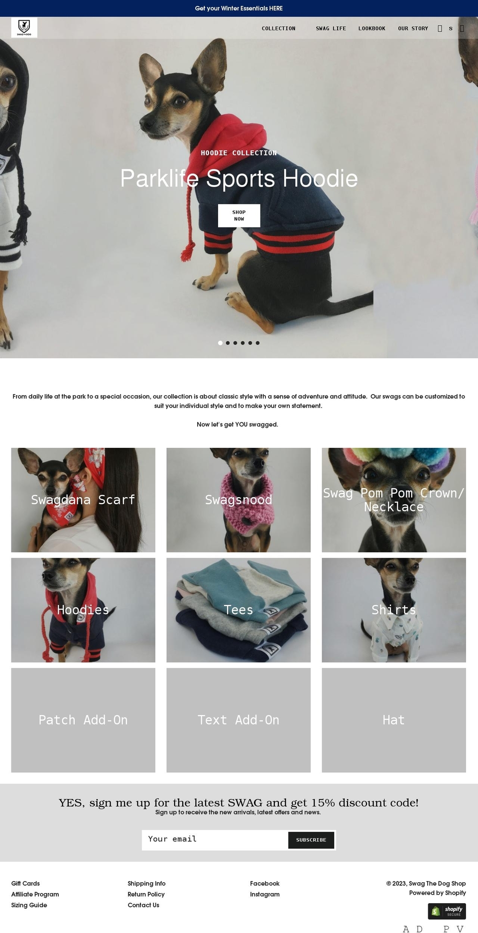 swagthedogshop.com shopify website screenshot