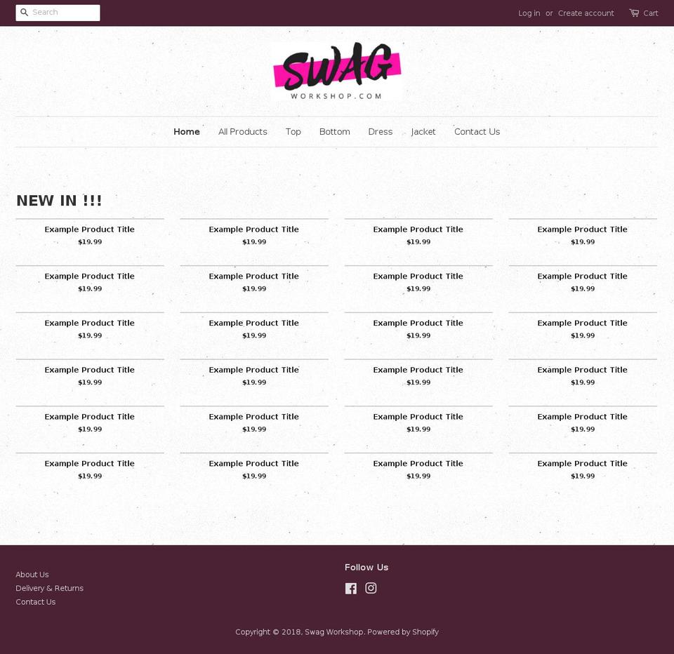swagworkshop.com — Shopify storefront screenshot