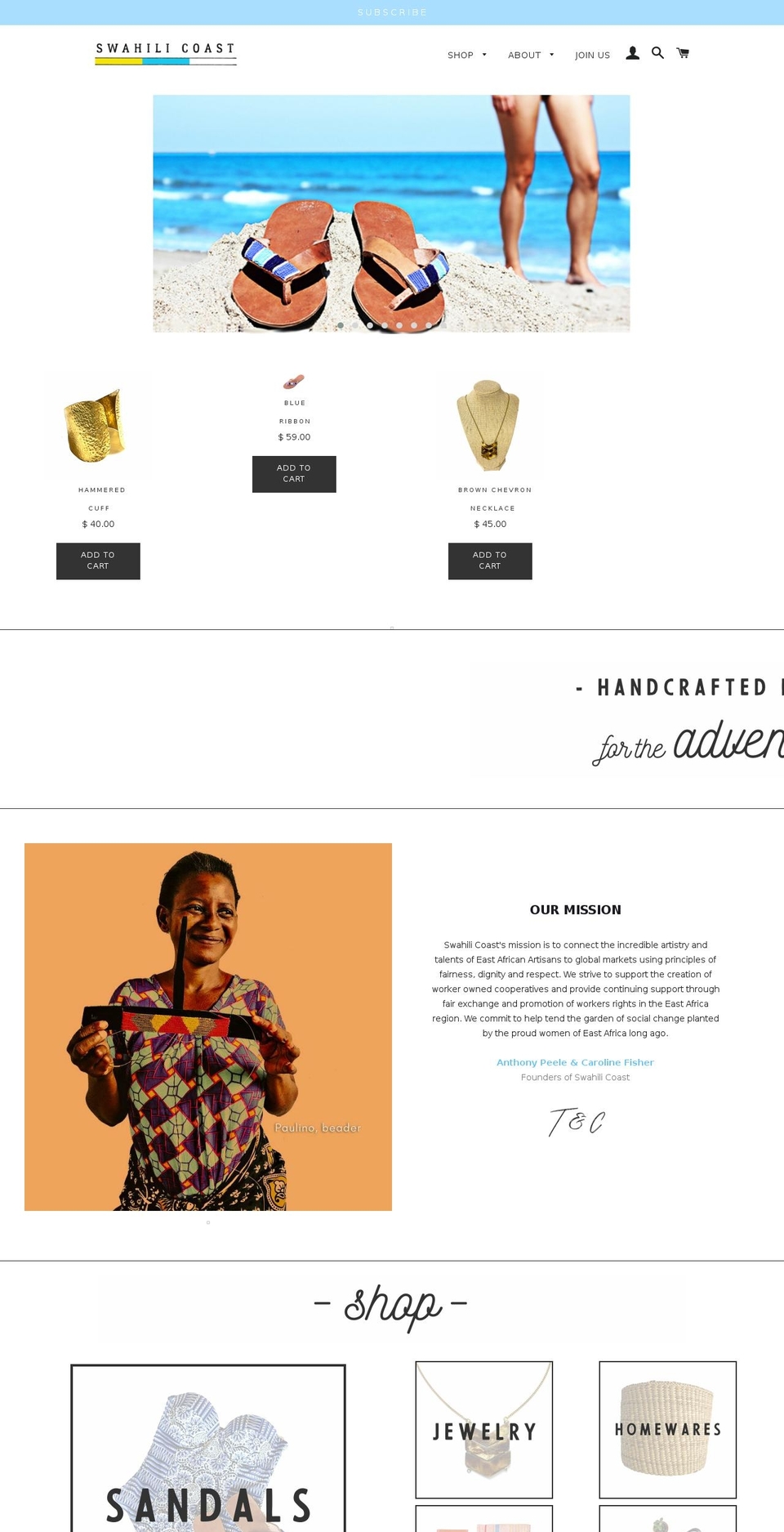 swahili-coast.com — Shopify storefront screenshot