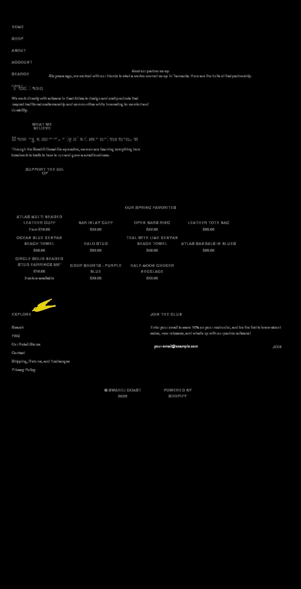 swahilicoastdesign.com — Shopify storefront screenshot