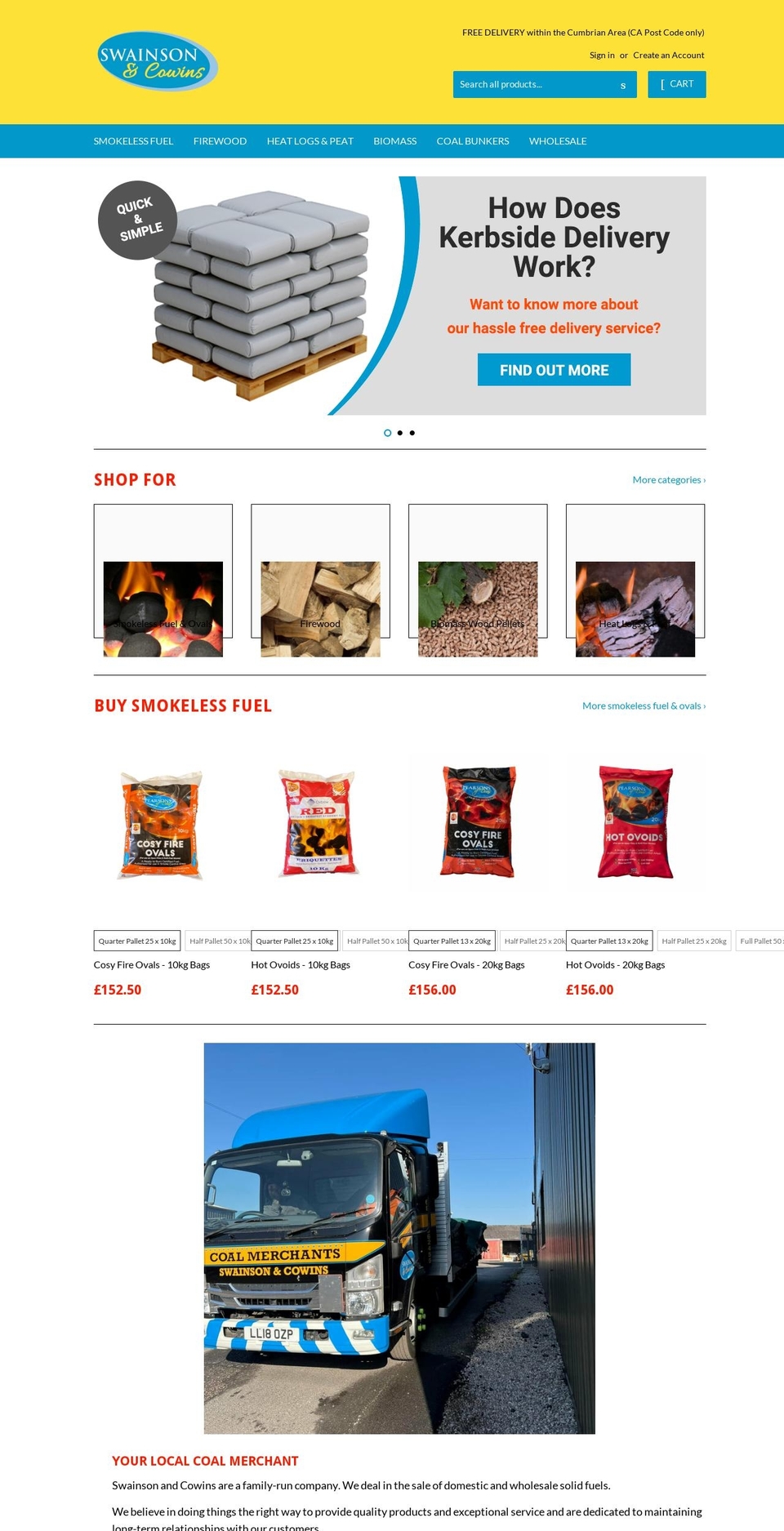swainsonandcowins.co.uk shopify website screenshot