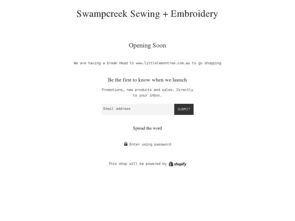 swampcreek.com.au shopify website screenshot