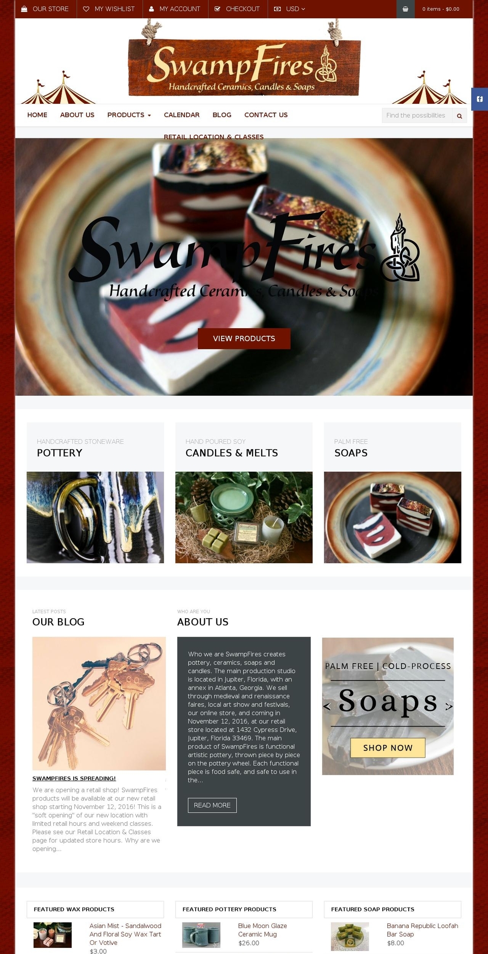 swampfires.com shopify website screenshot