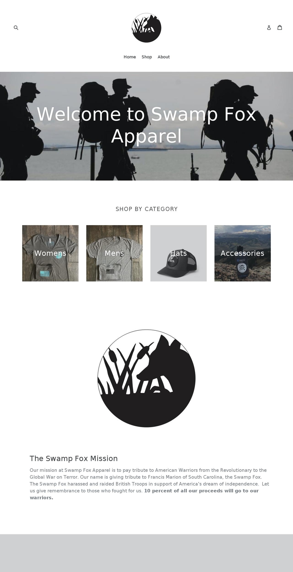 swampfoxapparel.com — Shopify storefront screenshot