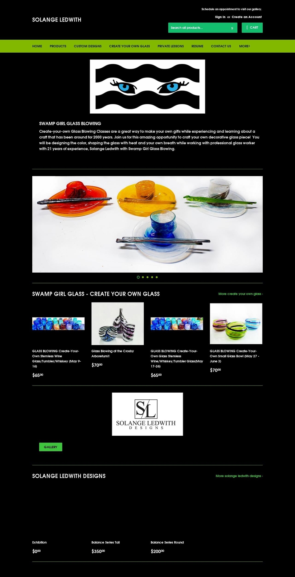 swampgirlglassllc.com shopify website screenshot