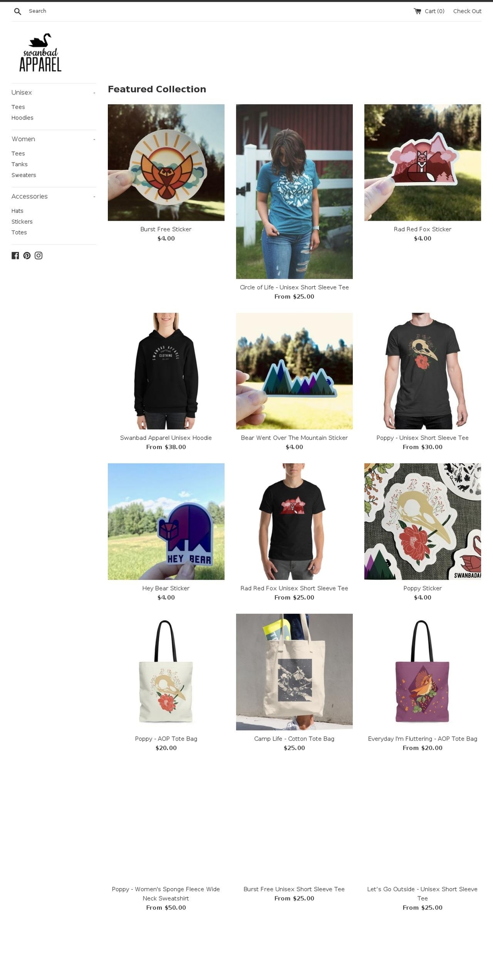 swanbadapparel.com shopify website screenshot