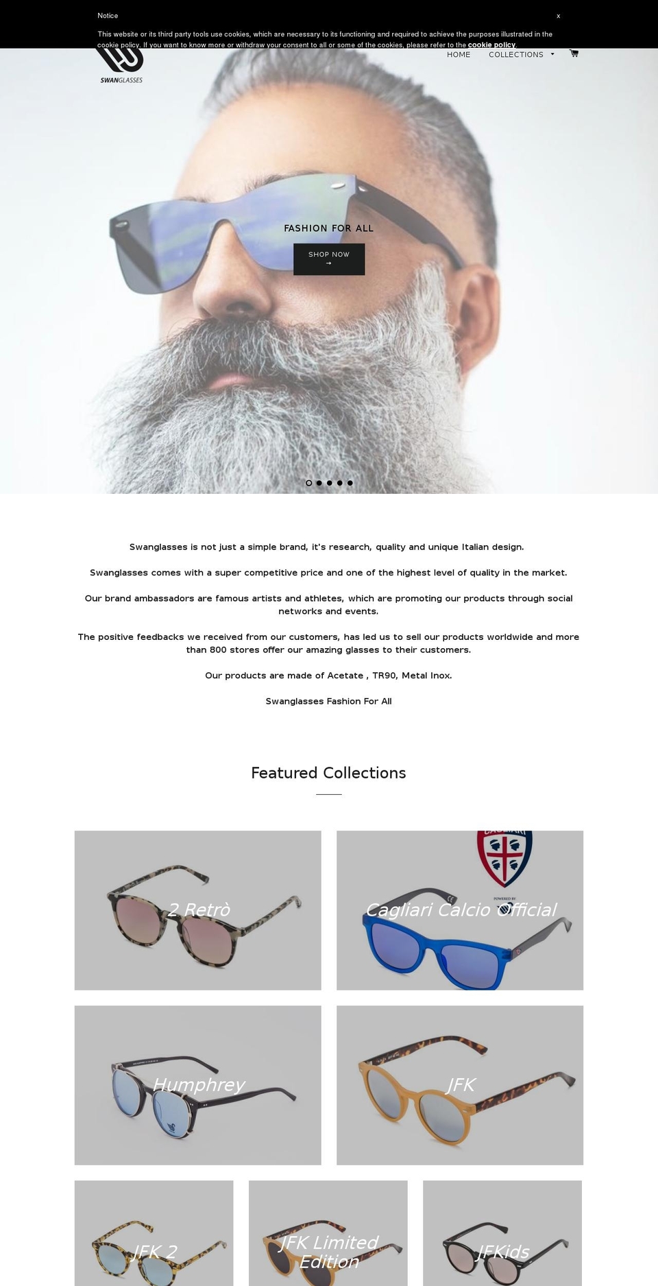 swanglasses.com shopify website screenshot