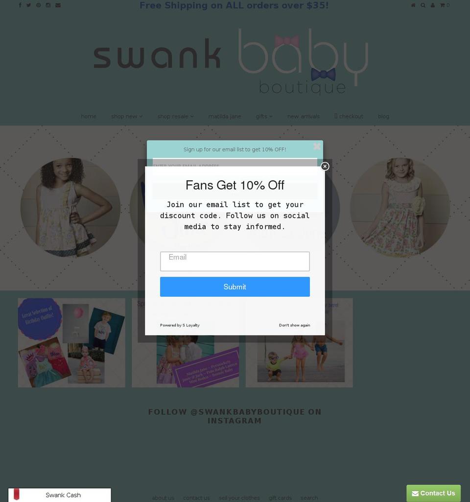 swankbabystore.com shopify website screenshot
