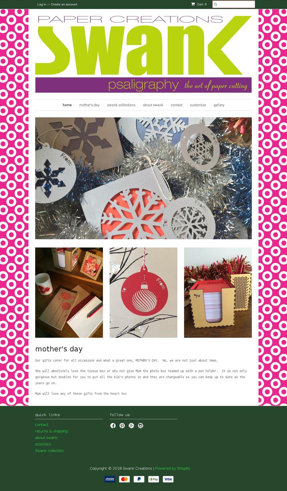 swankcreations.com — Shopify storefront screenshot