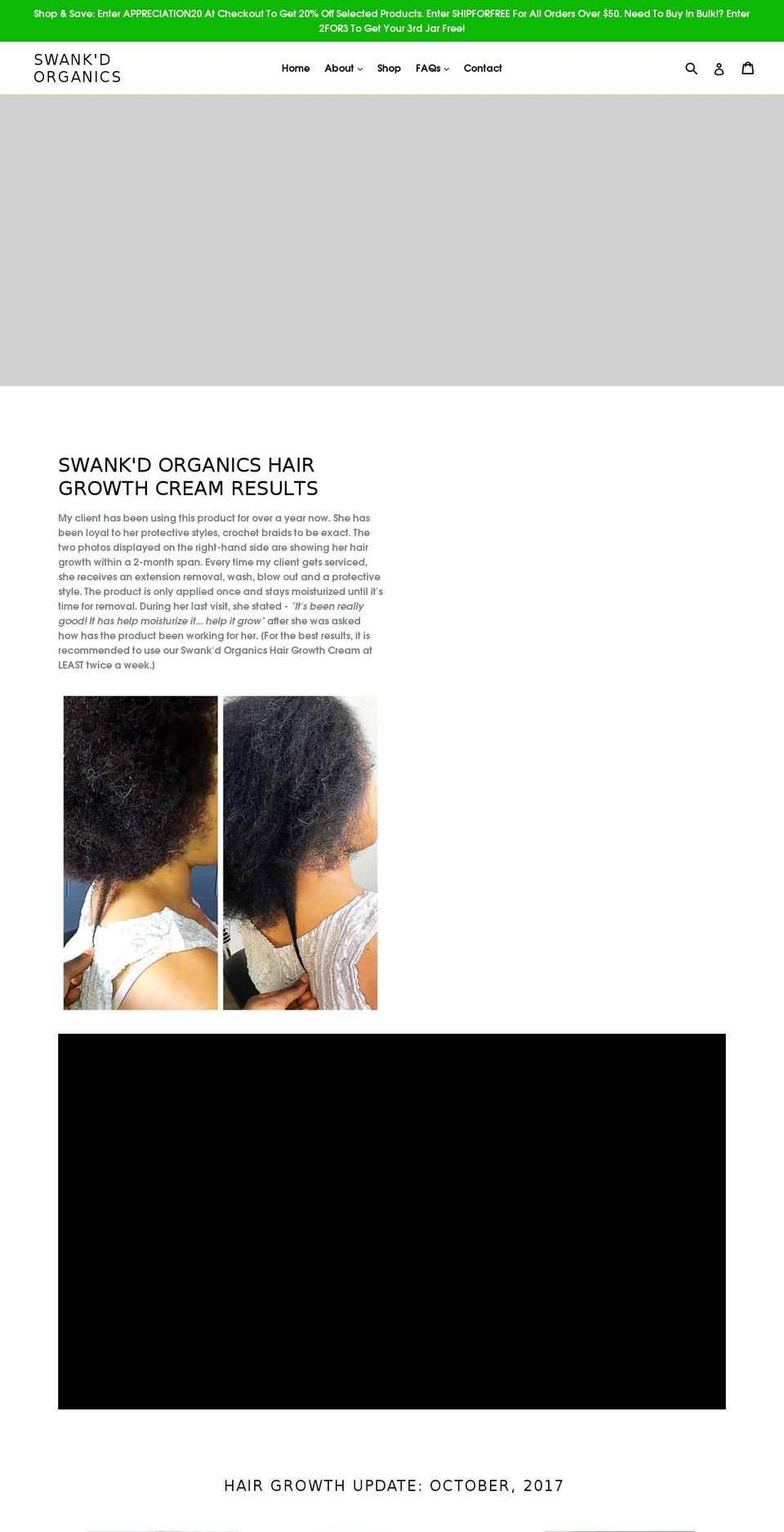 swankdorganics.com shopify website screenshot