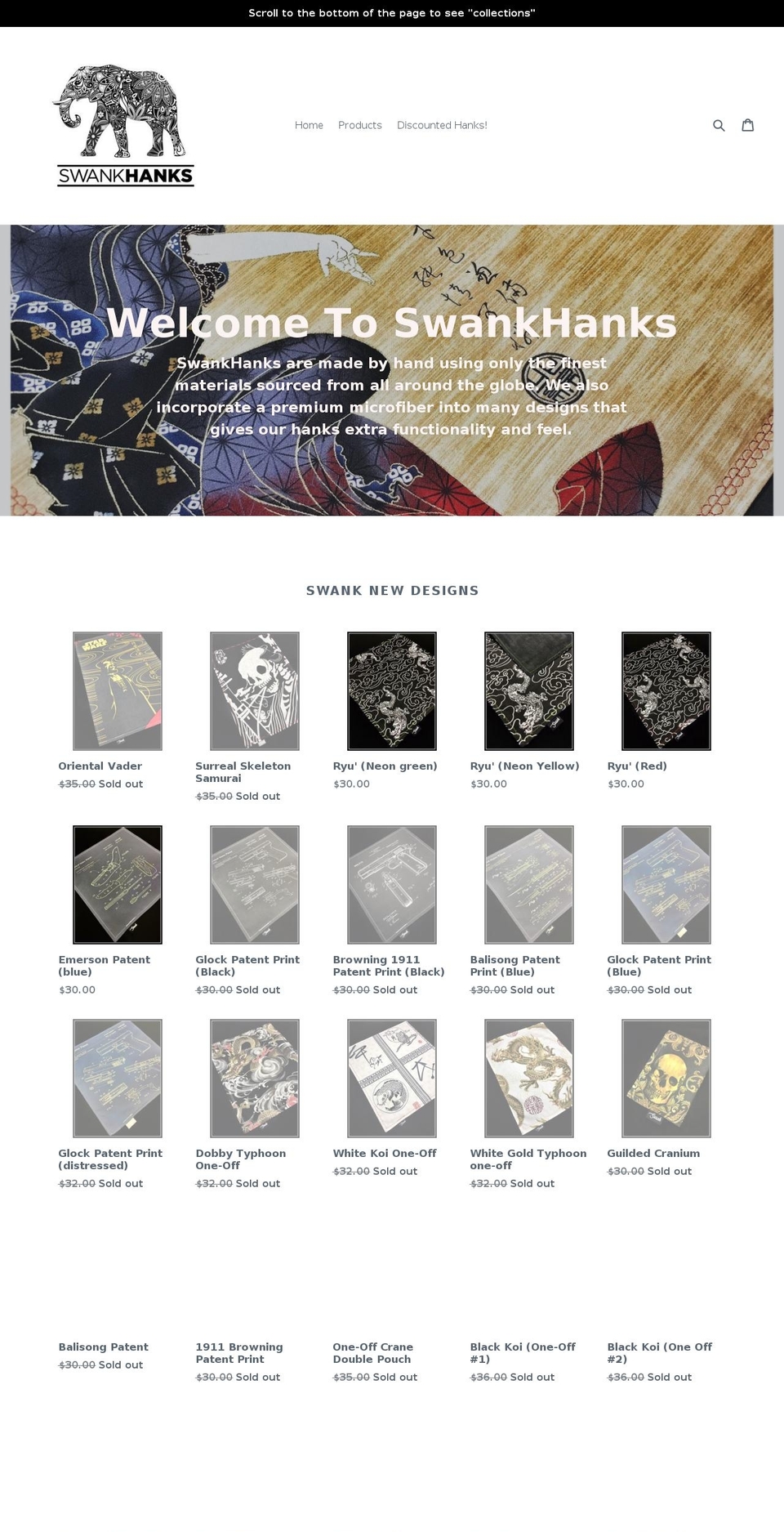 swankhanks.com shopify website screenshot