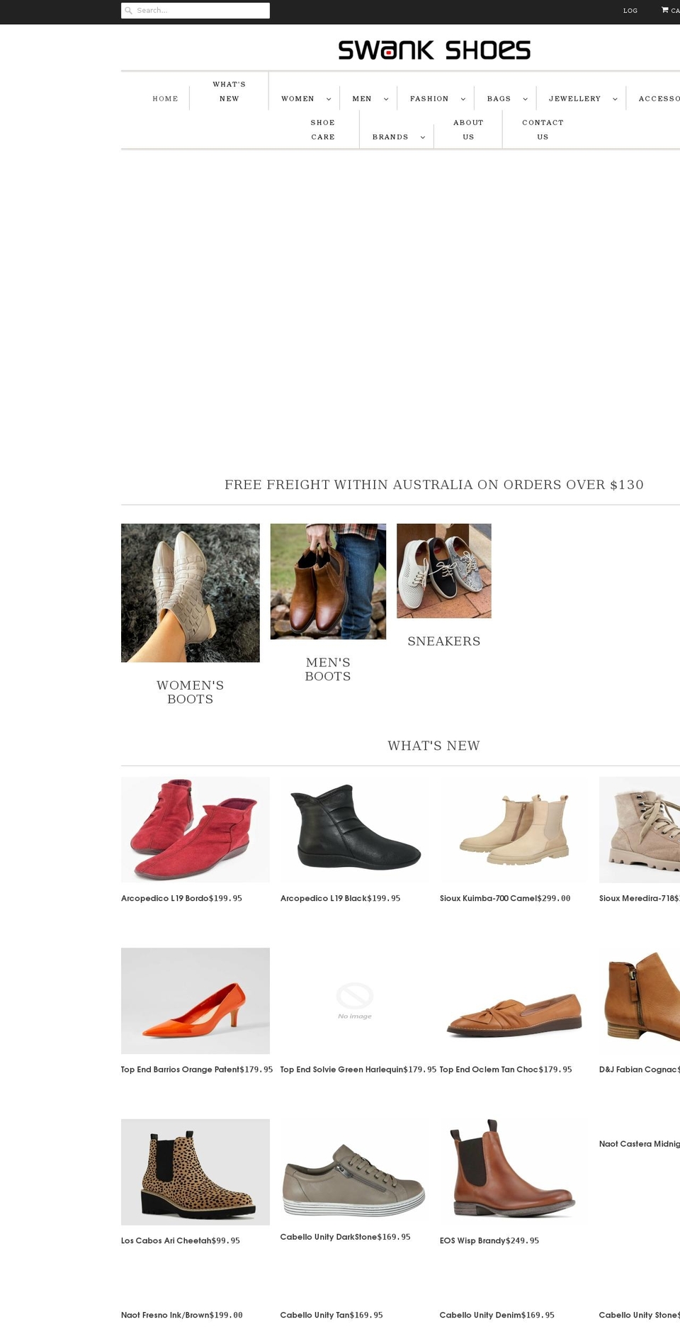 swankshoes.com.au shopify website screenshot