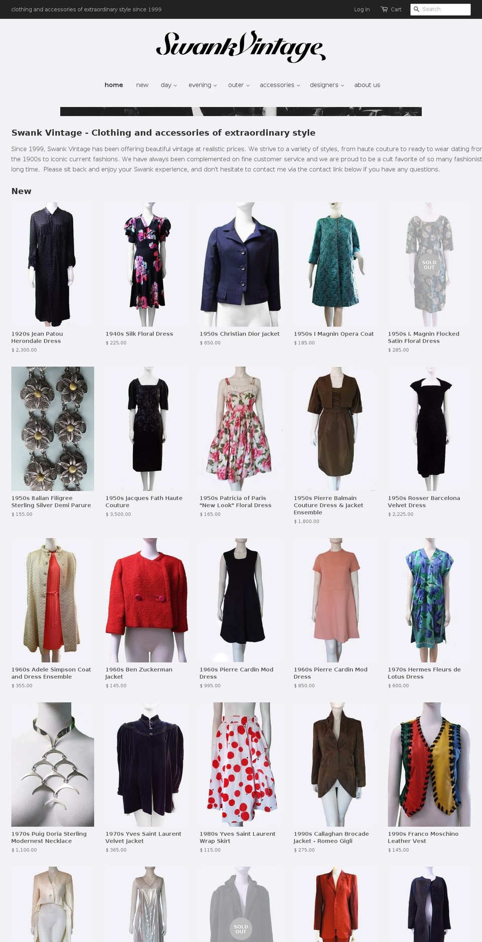 swankvintage.com shopify website screenshot