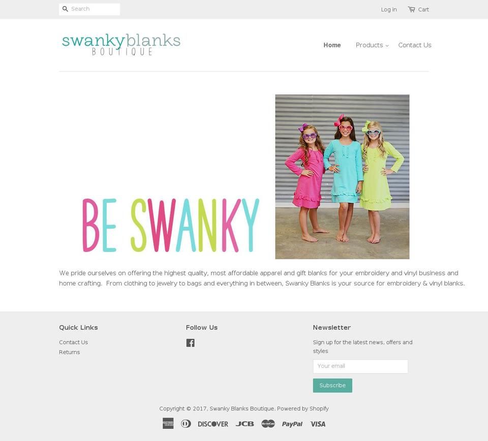 swankyblanks.com shopify website screenshot