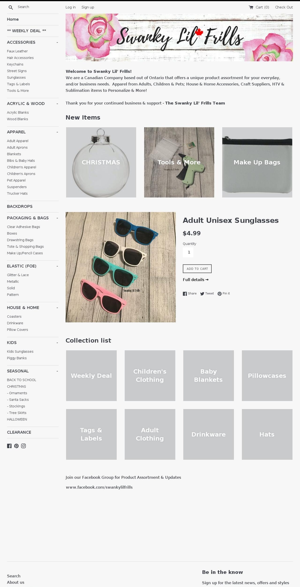 swankylilfrills.com shopify website screenshot