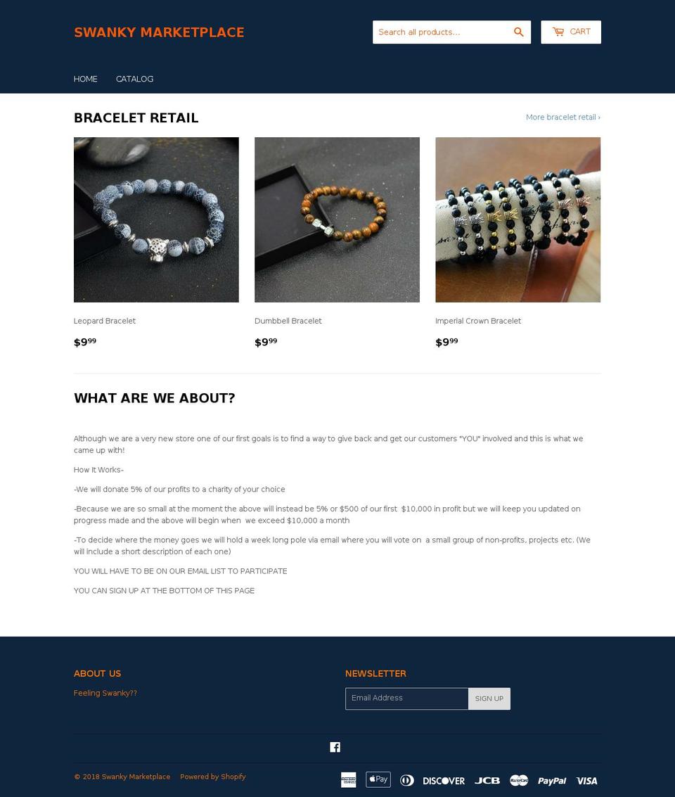 swankymarketplace.com — Shopify storefront screenshot