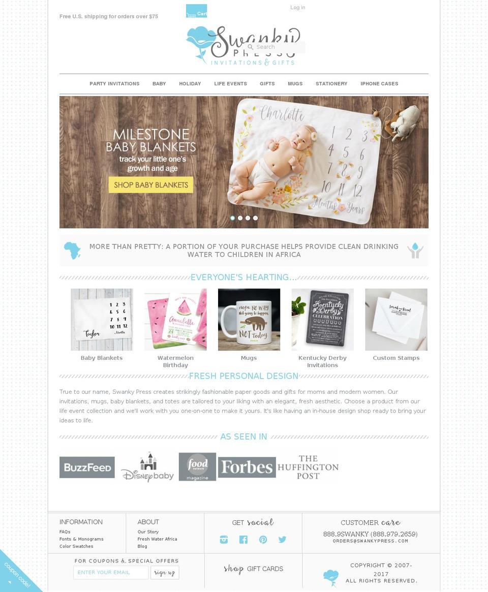 swankypress.com shopify website screenshot